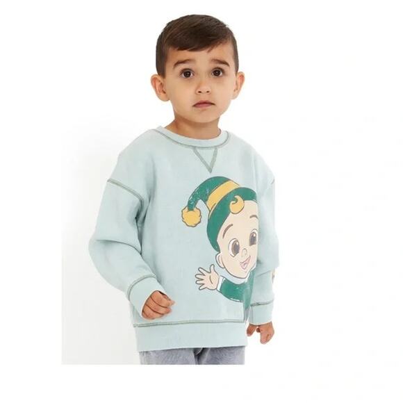 Cocomelon Unisex Sweatshirt Sz 18 Mo Holiday Elf Green Crewneck Long Sleeve - Picture 1 of 12
